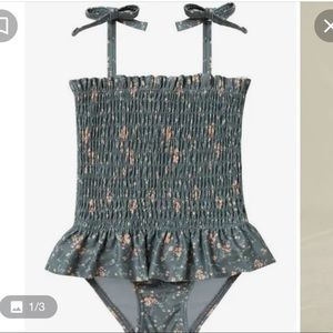 Rylee + Cru Smocked one piece with shoulder tie